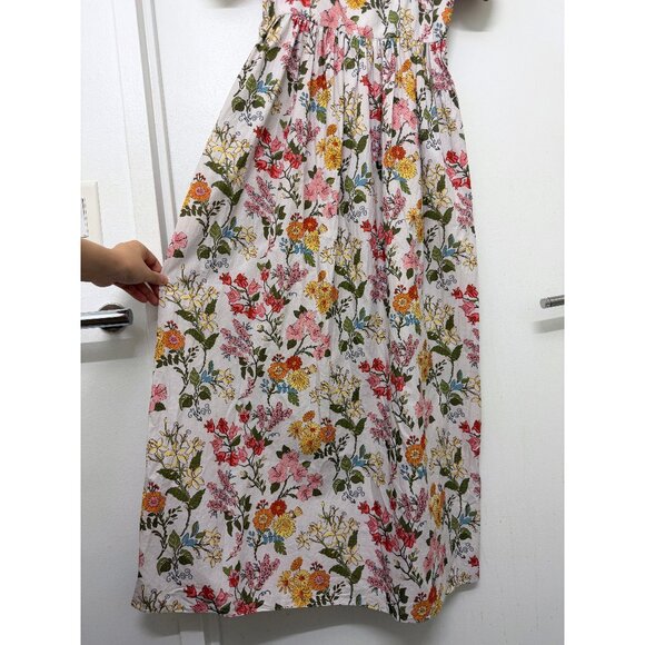 Coco Shop Short Sleeve Maxi Dress Multi Floral Print Cotton Rainbow Colorful M - Picture 8 of 16
